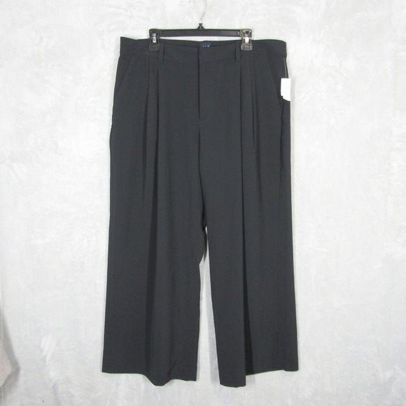 GAP Pants - Gap 365 High Rise Trouser Black Wide Leg Pleated Pants Women 18 Petite Plus Size